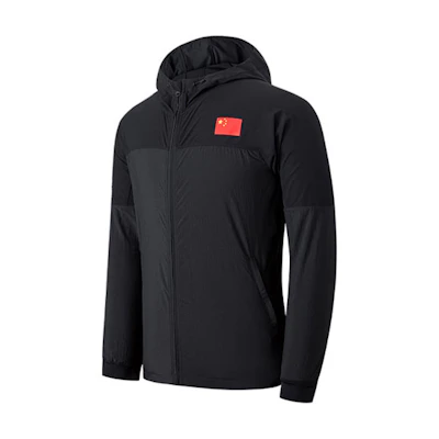 Anta Black Woven Hooded Long-Sleeve Sports Jacket 152120608-3