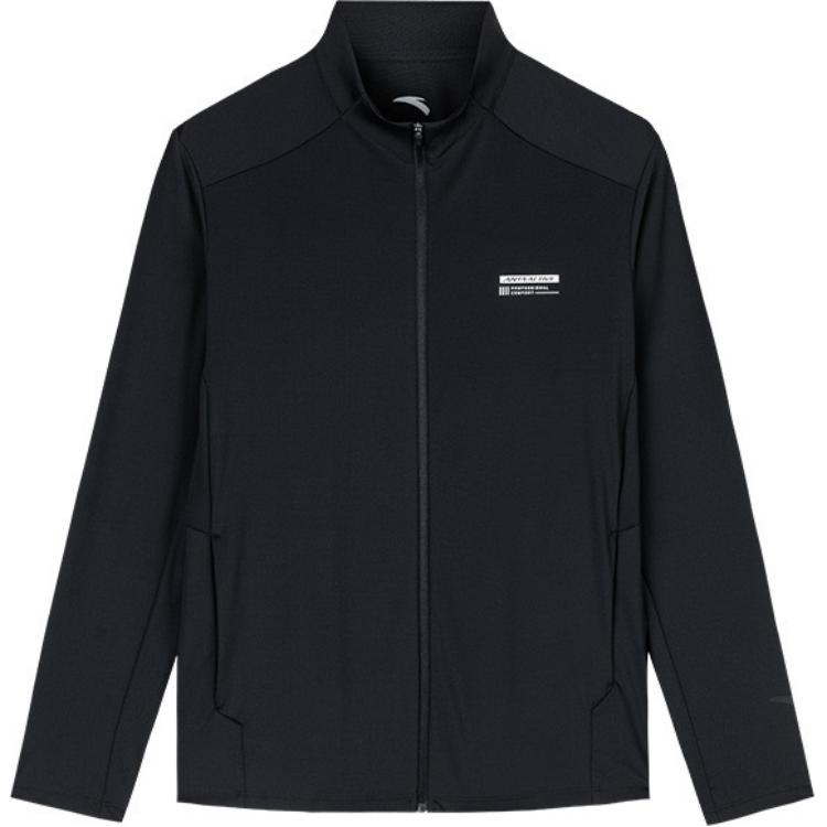 Anta Black Zip-Up Jacket - Breathable, Comfortable, Casual Letter Print Design 152437733U-6