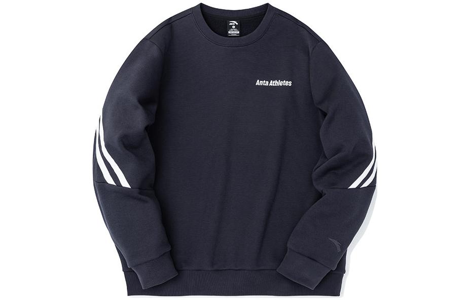 Anta Blue Crewneck Logo Patchwork Drawstring Sweatshirt 152247728-2