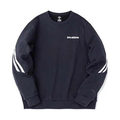 Anta Blue Crewneck Logo Patchwork Drawstring Sweatshirt 152247728-2