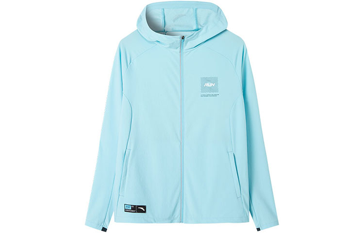 Anta Blue Printed Running Hooded Woven Jacket 952215601-2