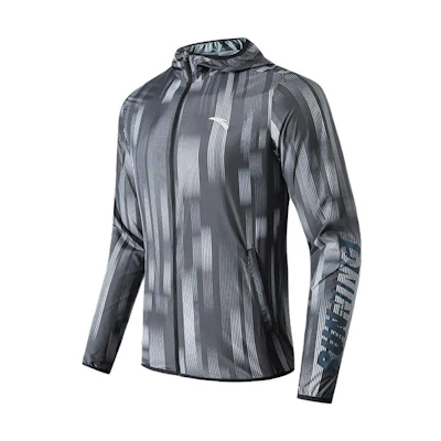 Anta Camo Logo Printed Hooded Jacket - Basic Black 152135604-236952