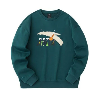 Anta Cartoon Anime Knit Pullover Sweatshirt Unisex - Bay Green 952411713-3