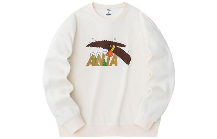 Anta Cartoon Graphic Knit Pullover Sweatshirt Unisex - Duck Down White 952411713-1