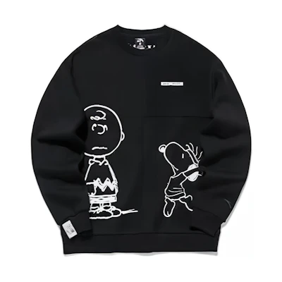 Anta Cartoon Graphic Pullover Sweatshirt Unisex Couple Style - Black 952149730-3