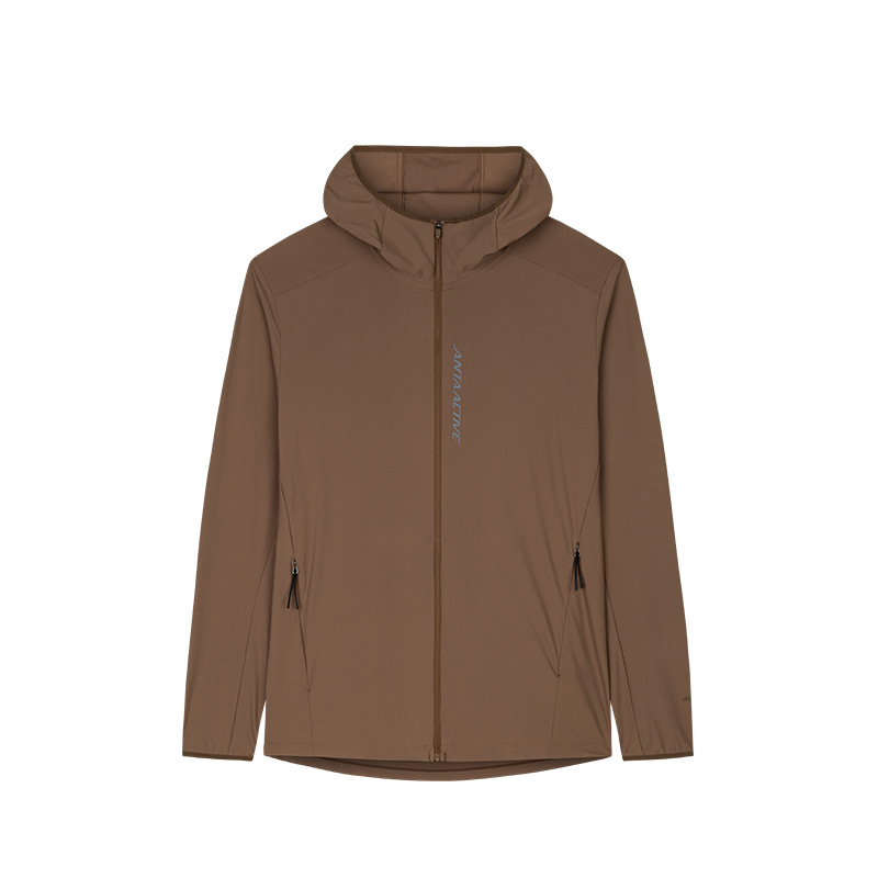 Anta Casual Cinnamon Brown Hooded Jacket with Logo Design 152437731U-5
