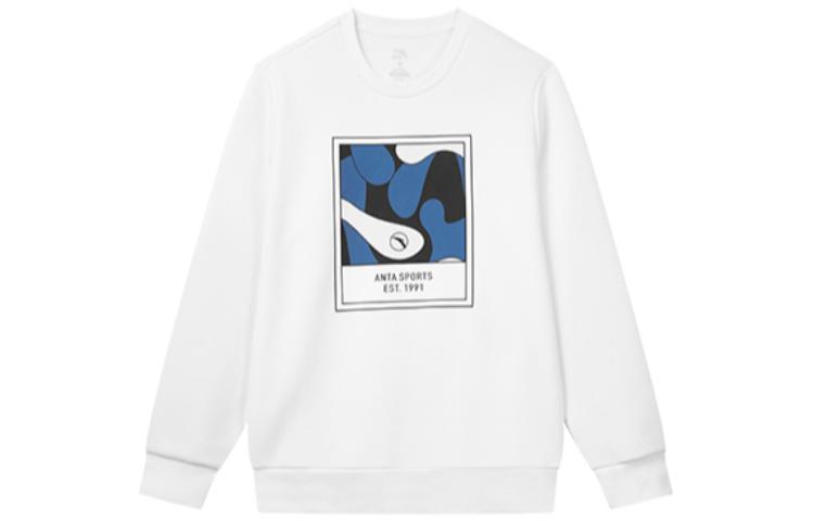 Anta Casual Crewneck Graphic Printed Long-Sleeve Sweatshirt White - 95948704-1