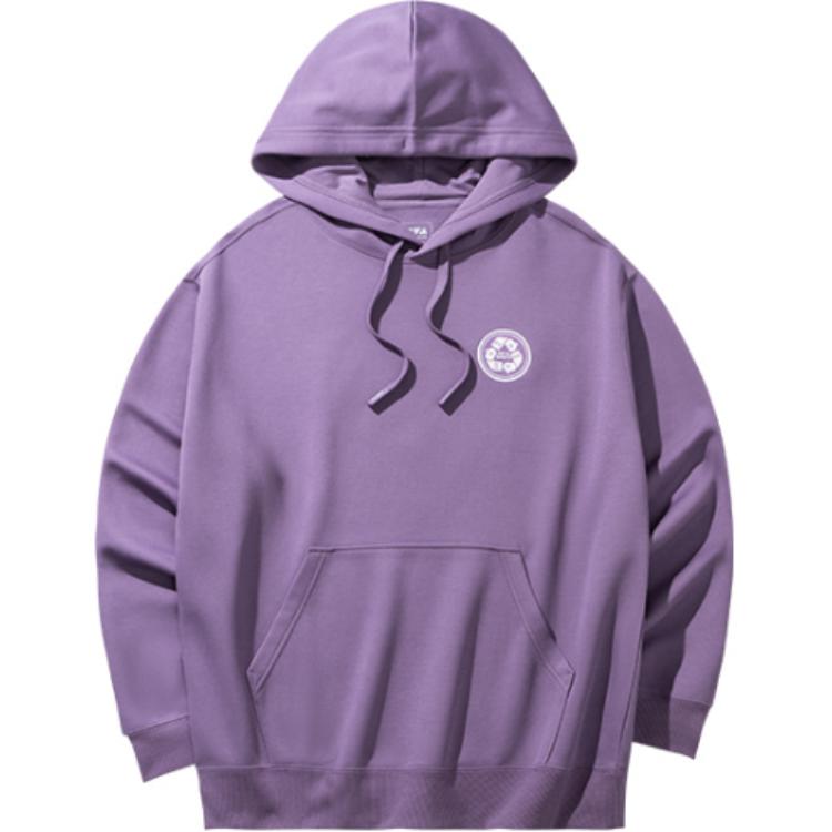 Anta Casual Hoodie Purple - Relaxed Fit, Letter Print, Simple Design 172438707-2