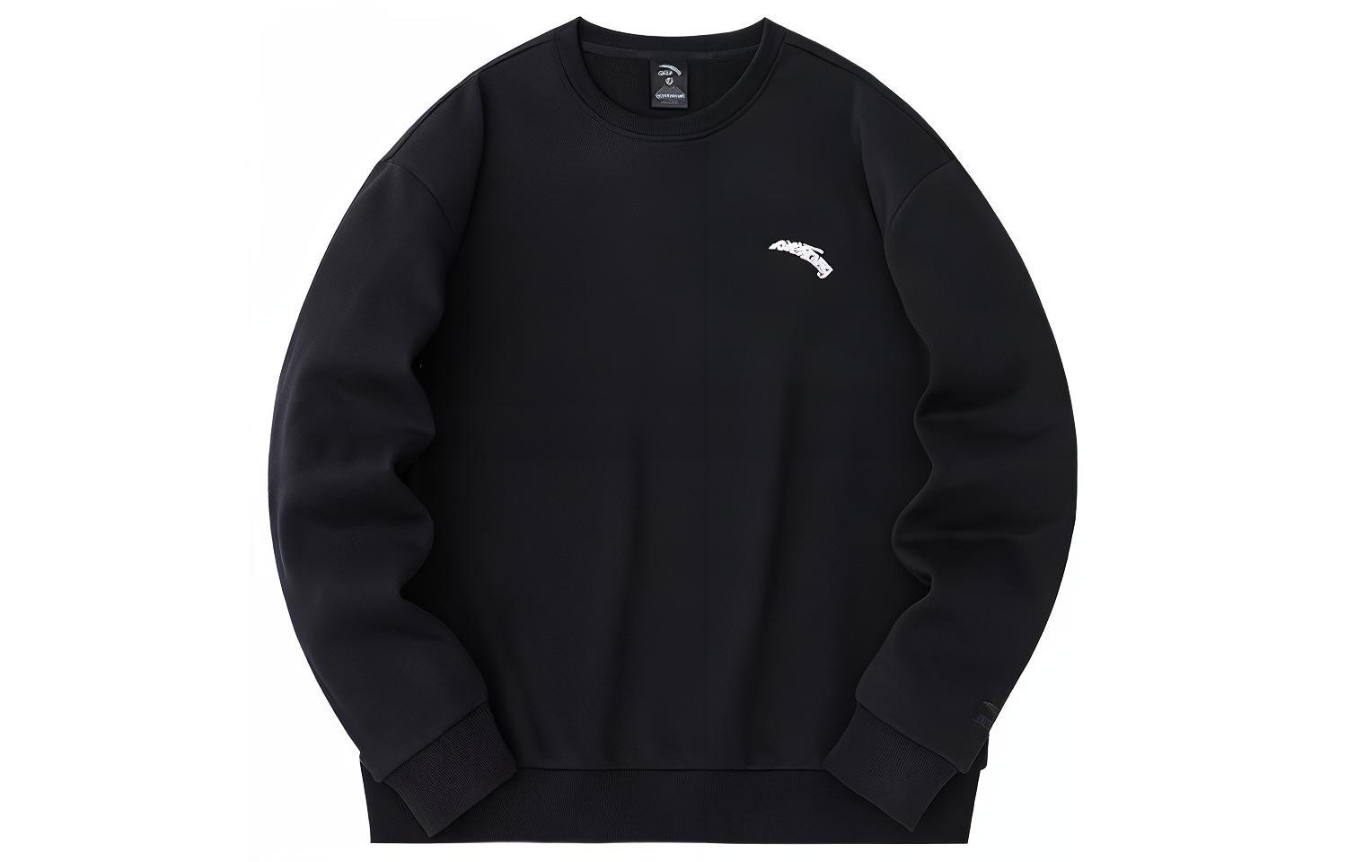 Anta Casual Letter Crewneck Loose Fit Fleece Sweatshirt Basic Black 952348721-4