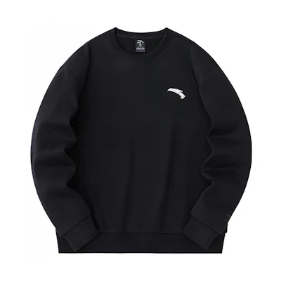 Anta Casual Letter Crewneck Loose Fit Fleece Sweatshirt Basic Black 952348721-4