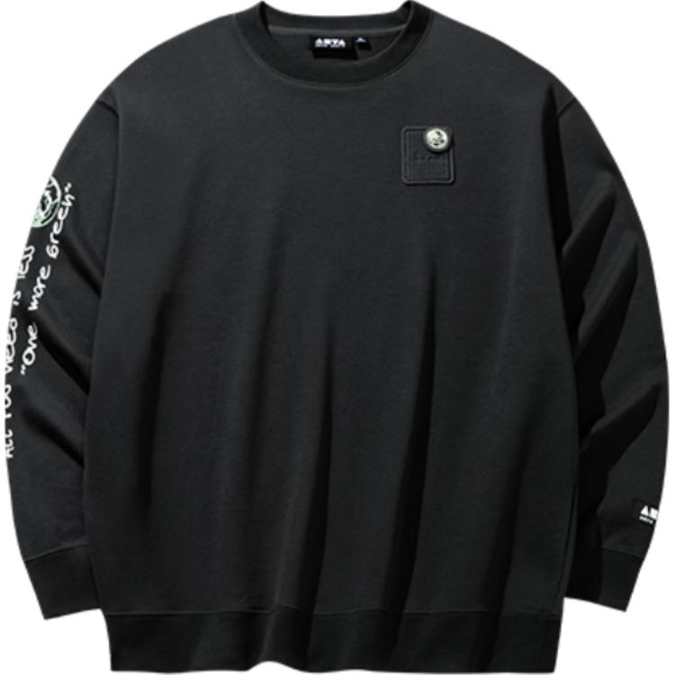 Anta Casual Letter Print Crewneck Sweatshirt in Dark Soy Grey 172438706-2