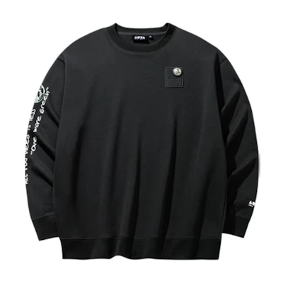 Anta Casual Letter Print Crewneck Sweatshirt in Dark Soy Grey 172438706-2