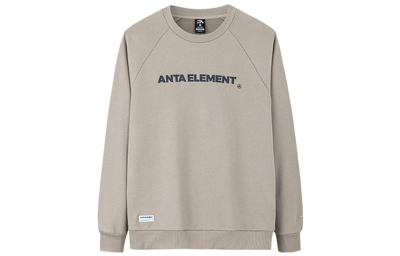 Anta Casual Letter Print Pullover Sweatshirt Unisex Couple Style - Khaki 952238714-2