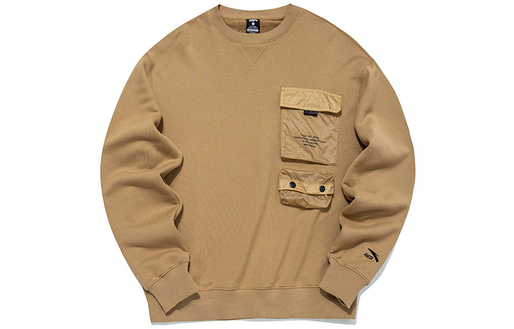 Anta Casual Loose-Fit Crewneck Pullover Sweatshirt Khaki 152148742-1