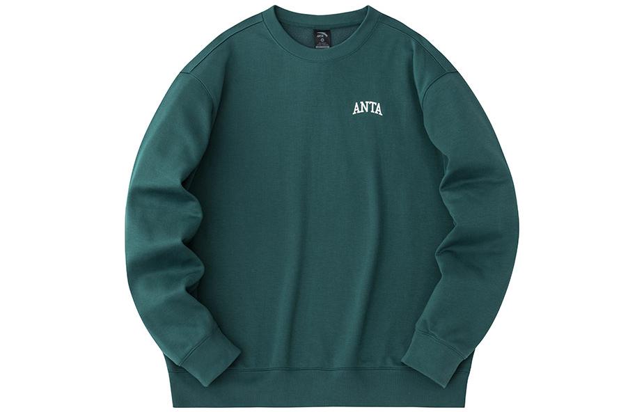 Anta Casual Loose-Fit Letter Crewneck Sweatshirt Dark Green 952348715-2