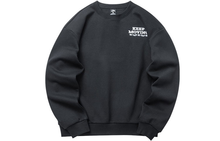 Anta Casual Paisley Embroidered Fleece Crewneck Sweatshirt Unisex - Black 152148712R-2