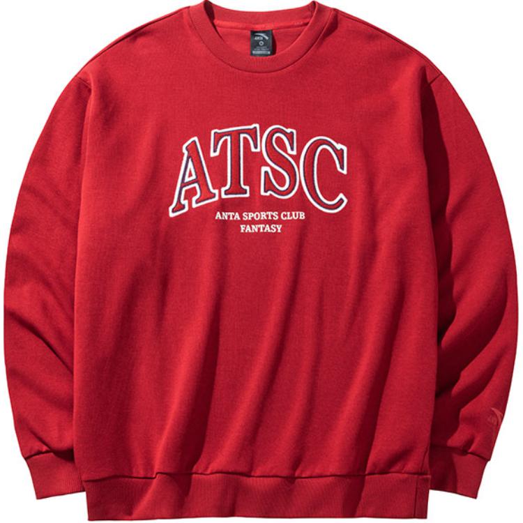 Anta Casual Round Neck Letter Sweatshirt Burgundy Red 952438706-2