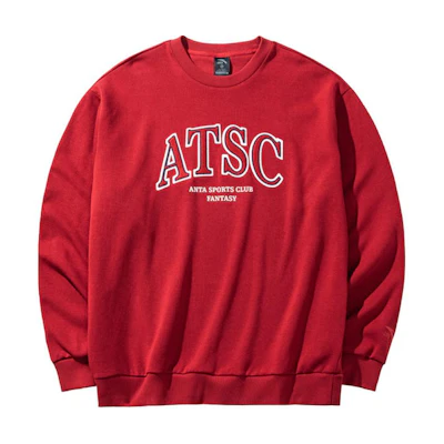 Anta Casual Round Neck Letter Sweatshirt Burgundy Red 952438706-2