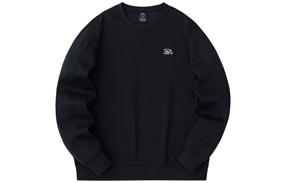 Anta Casual Series Black Fleece Pullover Crewneck Sweatshirt Unisex 972348711-6