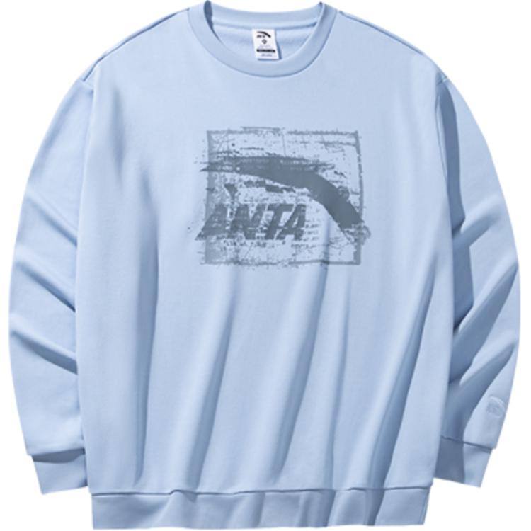 Anta Casual Series Comfy Crewneck Pullover Sweatshirt Sky Blue Unisex 952438701-6
