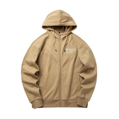 Anta Casual Series Letter Zipper Hooded Fleece Sweatshirt Beige Unisex 952148710-2