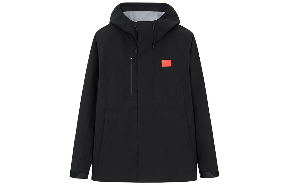 Anta Champion All-Weather  Black Hooded Waterproof Breathable Jacket. 152350608-1