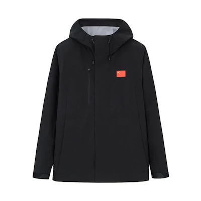 Anta Champion All-Weather Black Hooded Waterproof Breathable Jacket. 152350608-1