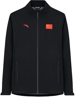 Anta Champion All-Weather Black Jacket with Logo and Flag Design. 152350611-2 Order Anta Champion All-Weather Black Jacket with Logo and Flag Design. 152350611-2