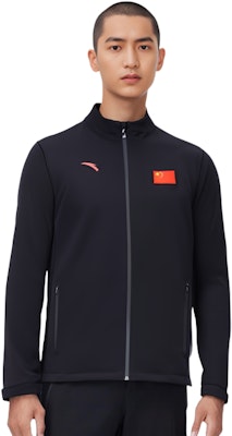 Anta Champion All-Weather Black Jacket with Logo and Flag Design. 152350611-2 Details for Anta Champion All-Weather Black Jacket with Logo and Flag Design. 152350611-2