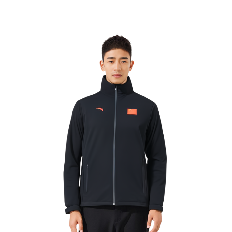 Sizing Anta Champion All-Weather  Black Jacket with Logo and Flag Design. 152350611-2