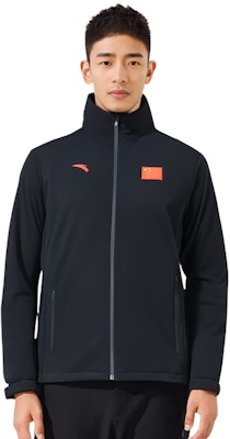 Anta Champion All-Weather Black Jacket with Logo and Flag Design. 152350611-2 Sizing Anta Champion All-Weather Black Jacket with Logo and Flag Design. 152350611-2