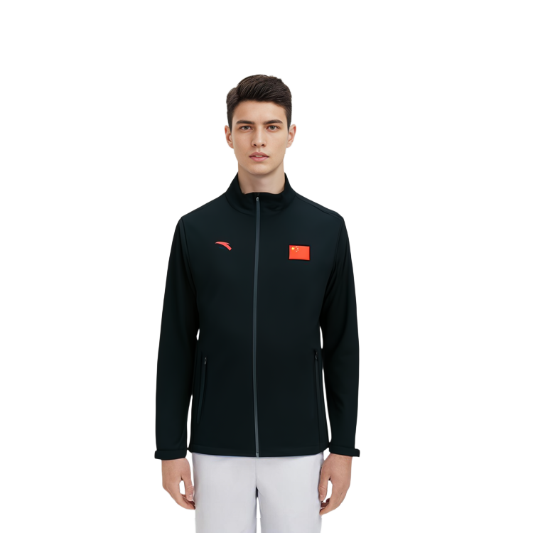 Cheap Anta Champion All-Weather  Black Jacket with Logo and Flag Design. 152350611-2