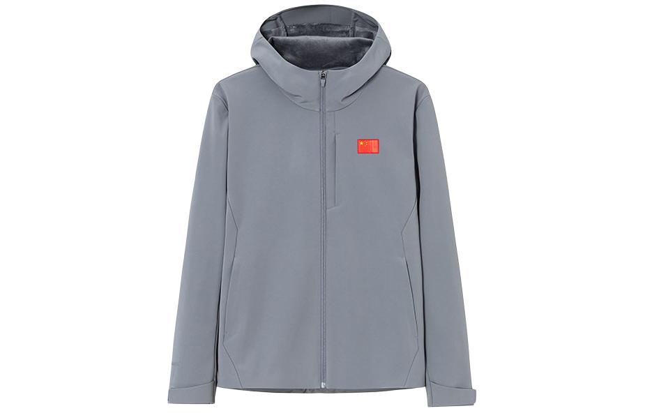 Anta Champion All-Weather  Fleece Lined Zip Hoodie Jacket Cloud Gray 152410602-5