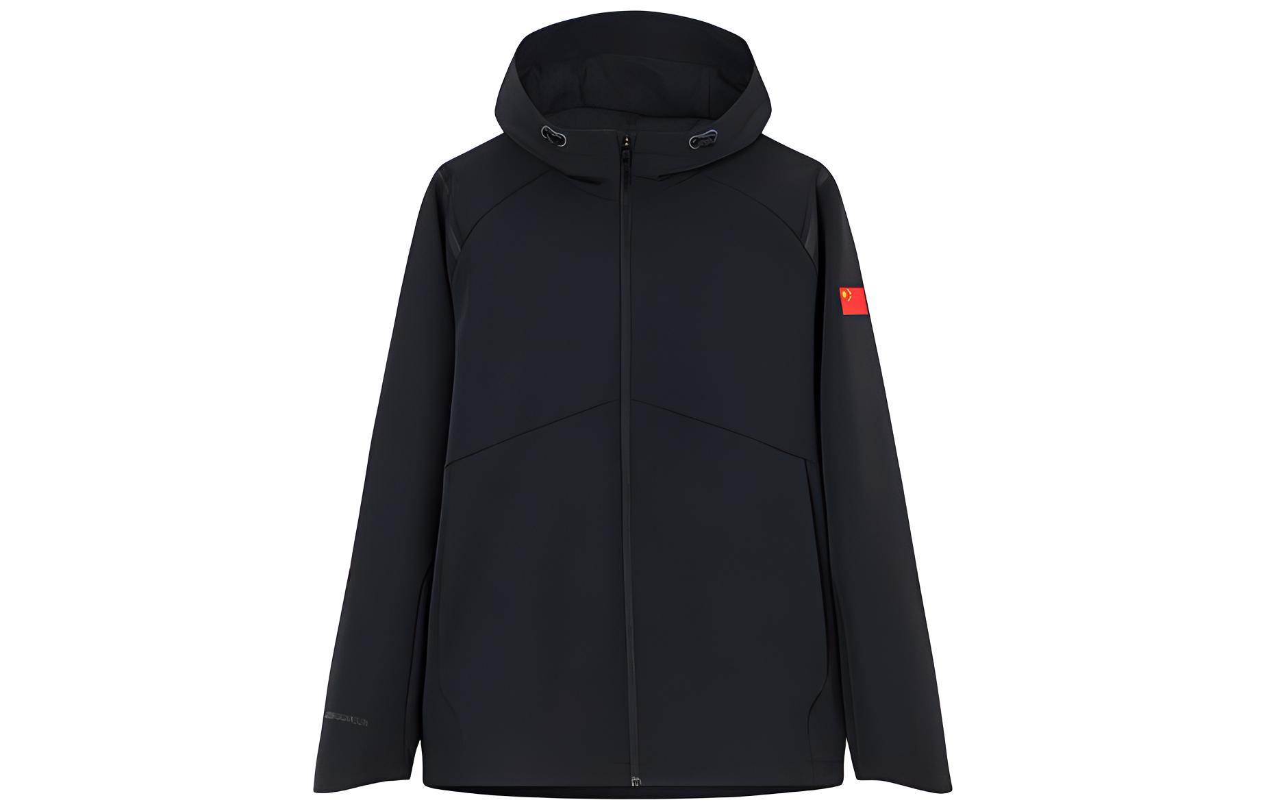Anta Champion All-Weather Black Fleece Hooded Sports Jacket 152410611-3