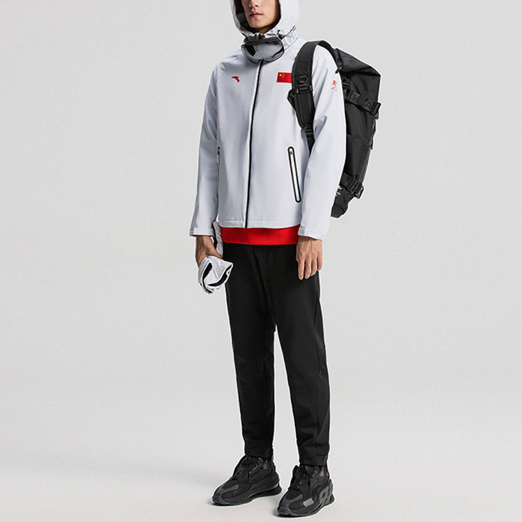 Purchase 安踏冠軍全天候標誌印花拉鍊連帽外套男款白色 152140603-1