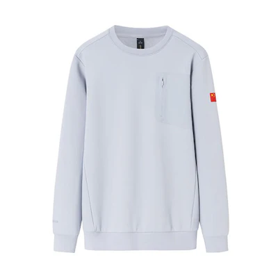 Anta Champion All-Weather Plain Pullover Crewneck Sweatshirt Light Mud Gray Mens 152340706-4