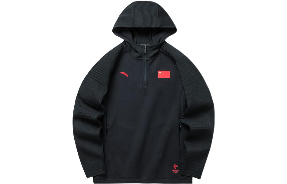 Anta Champion All-Weather Series Flag Half-Zip Hoodie Men’s Black 152140710-1