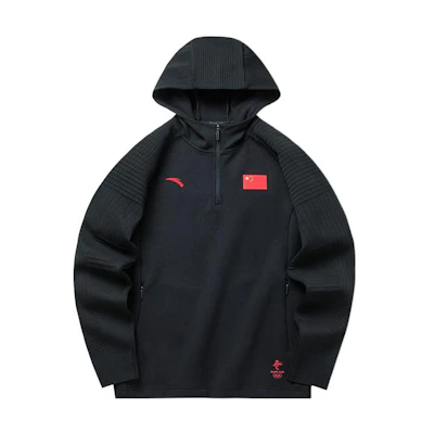 Anta Champion All-Weather Series Flag Half-Zip Hoodie Men’s Black 152140710-1