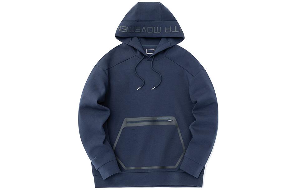 Anta Champion All-Weather Series Letter Print Pullover Hoodie Men Rhythm Blue 152310704-3