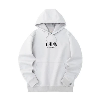 Anta Champion Culture Hoodie Grey - Letter Print Oversized Pullover Style 152230721-1