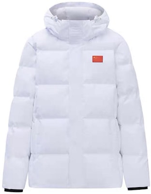 Anta Champion Series Windproof White Hooded Down Jacket with Flag Design. 152350902-2 Buy Anta Champion Series Windproof White Hooded Down Jacket with Flag Design. 152350902-2