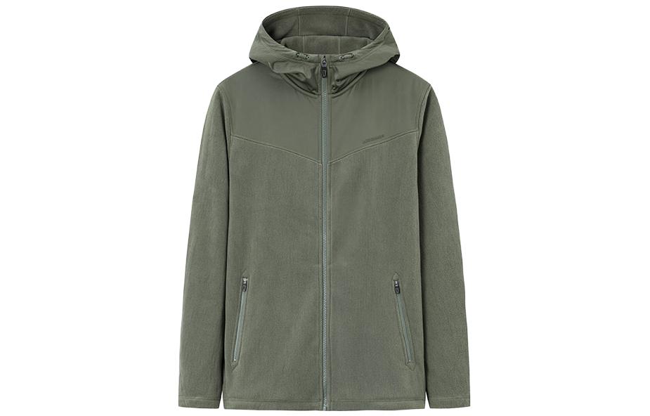 Anta Champion Series Olive Green Zip Hoodie Fleece Jacket 152340725-1