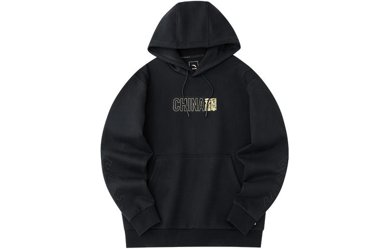 Anta Champion Sports Letter Print Pullover Hoodie Black 152230721-3