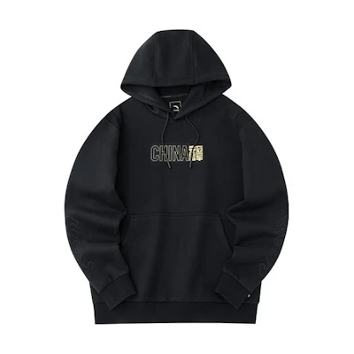 Anta Champion Sports Letter Print Pullover Hoodie Black 152230721-3