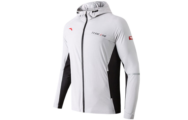 Anta China Ice & Snow Series Water-Resistant Hooded Jacket Chip Gray 952217607-1