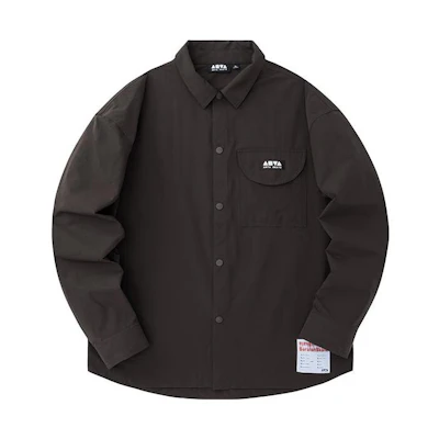 Anta Coffee Brown Solid Logo Button-Up Long Sleeve Jacket 152338619-4