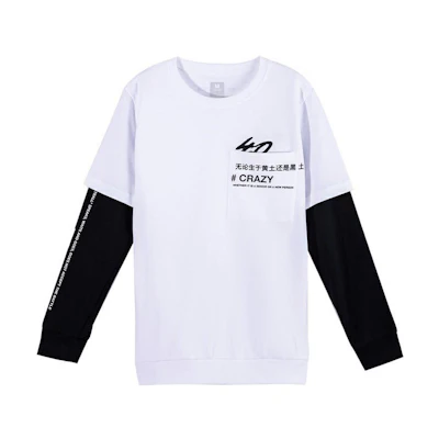 Anta Color-Block Text Print Layered Crewneck Sweatshirt White () 152031728-1