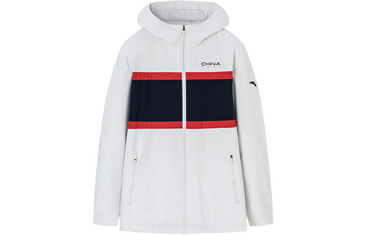 Anta Color-Block Zip Hoodie Jacket with Letter Print in Breeze Grey 152317604-2
