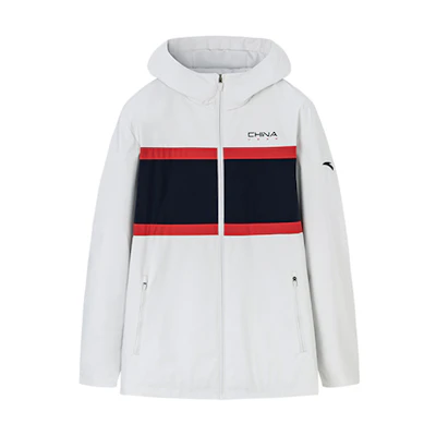 Anta Color-Block Zip Hoodie Jacket with Letter Print in Breeze Grey 152317604-2