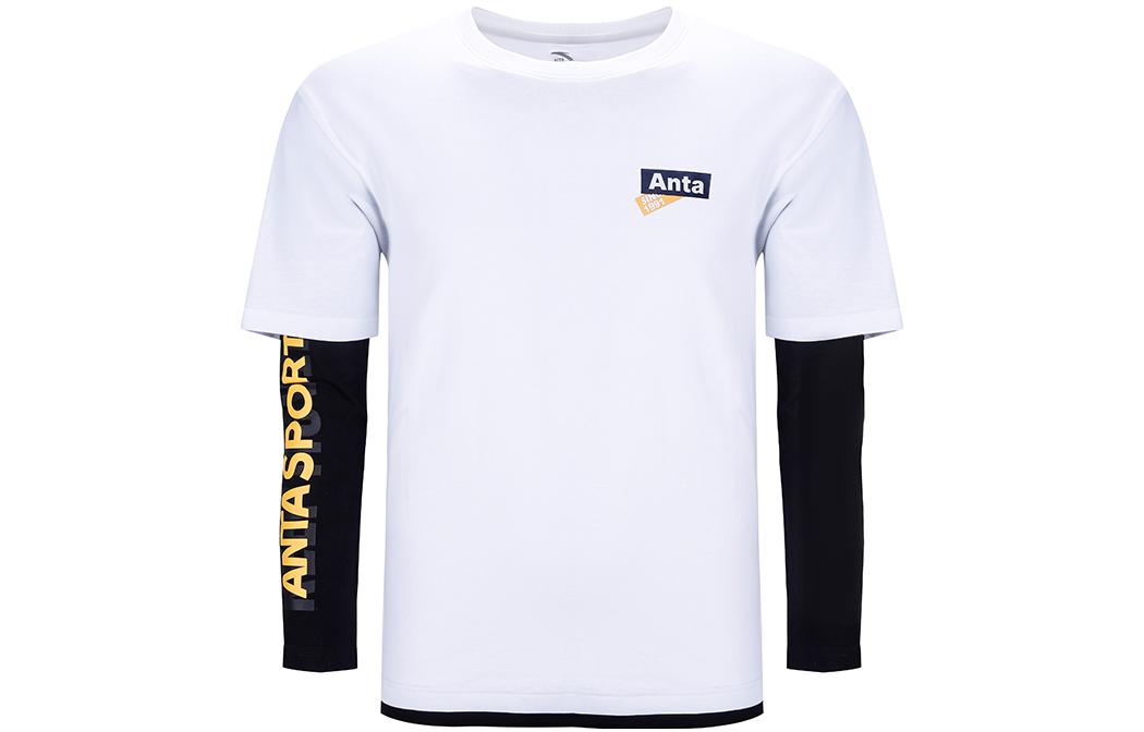 Anta Color Block Casual Crewneck Pullover Sweatshirt - White 152138405-1